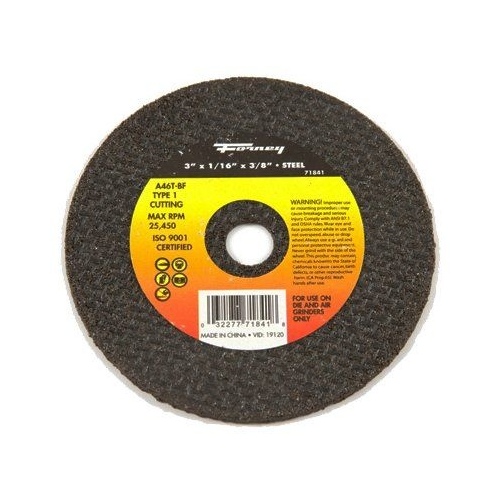 Cut-Off Wheel, 3 in Dia, 1/16 in Thick, 3/8 in Arbor, 46 Grit, Medium, Aluminum Oxide Abrasive