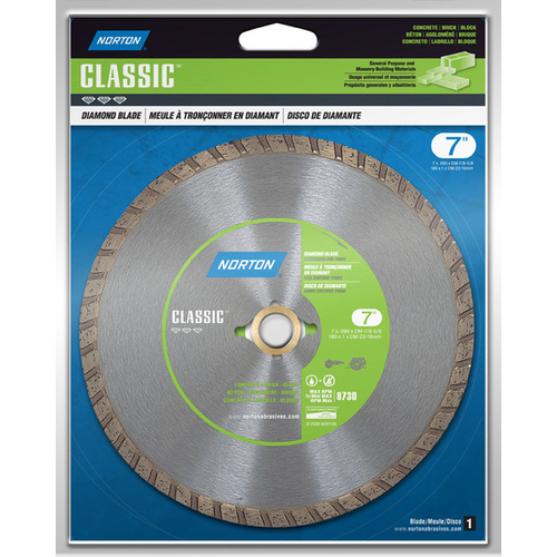 Turbo Rim Circular Saw Blade Clipper 7" D X 5/8 and 7/8" Diamond