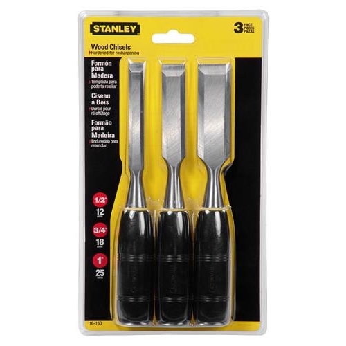 150 Series Short Blade 3-Piece Wood Chisel Set Black/Yellow