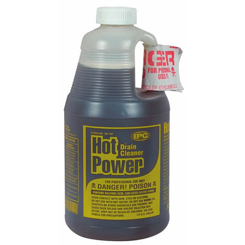 ComStar 30-140 Hot Power Drain Cleaner, Liquid, Amber, Sharp, 0.5 gal Bottle