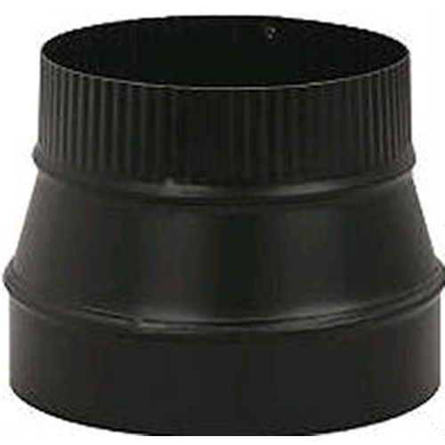 Stove Pipe Reducer, 8 x 6 in, Crimp, 24 ga Thick Wall, Black, Matte