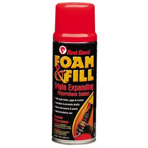 Red Devil 0909 Foam & Fill Foam Sealant, Champagne, 12 oz Aerosol Can