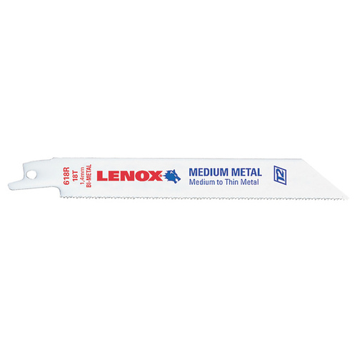 Lenox 20566618R METAL CUTTING BI-METAL RECIPROCATING SAW BLADE, 18 TPI, 6 IN White - pack of 5