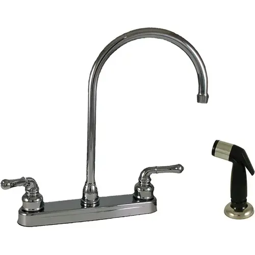 8 in. Non-Metal Kitchen Faucet with Gooseneck Spout & Sprayer - Chrome