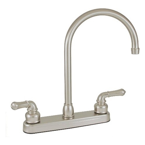 8 in. Non-Metal Kitchen Faucet Brushed Nickel with Gooseneck & 2-Handles