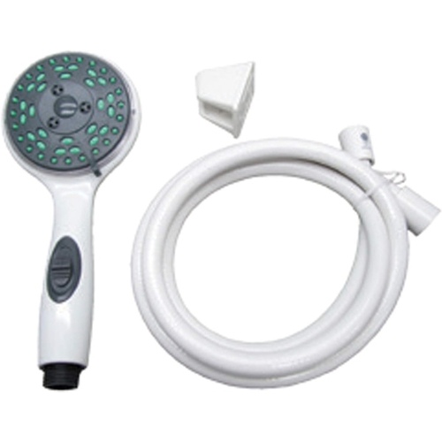 5-Function Massaging Shower Kit - White with 60 inch hose