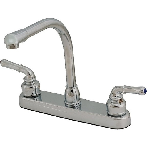 8 in. Non-Metal Kitchen Faucet w/ Hi-Rise Spout and Teapot Handles - Chrome