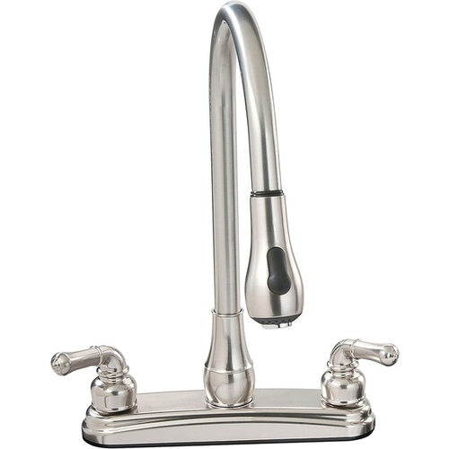 8 in. Non-Metal Kitchen Faucet - Brushed Nickel Gooseneck Spout