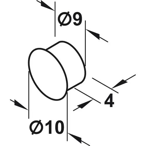 Cover Plug, for Silent Aluflex for mounting into drill hole in the vertical aluminum frame profile, Black Black