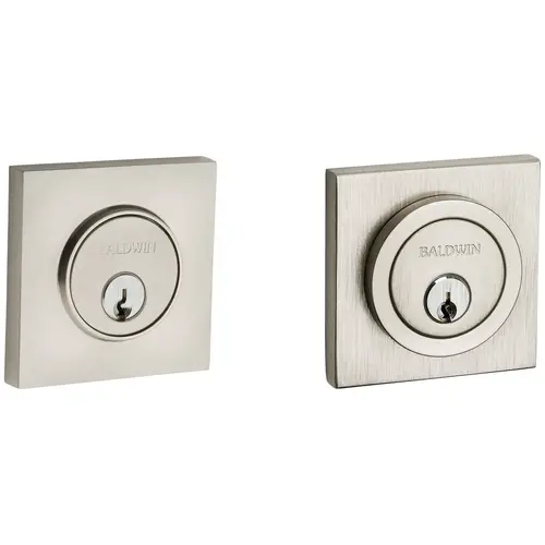 Contemporary Square Double Cylinder Deadbolt Lifetime Satin Nickel Finish