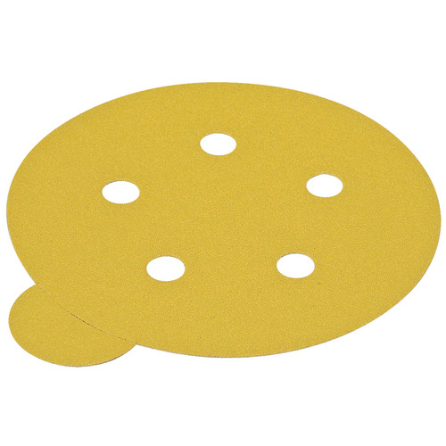 Abrasive Paper Disc, 5" Aluminum Oxide, PSA, 5 Holes P150 P150