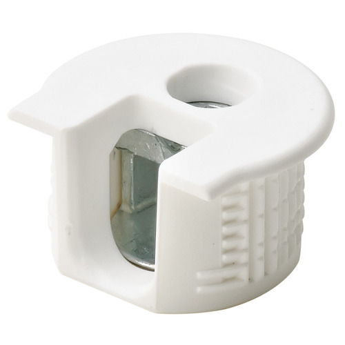 Connector Housing, Rafix 20 System, without Ridge, Plastic 8 mm 12.7 mm +0.2 mm 16 - 26 mm without with Tightening Element, For wood thickness 16 mm, white Signal white, RAL 9003