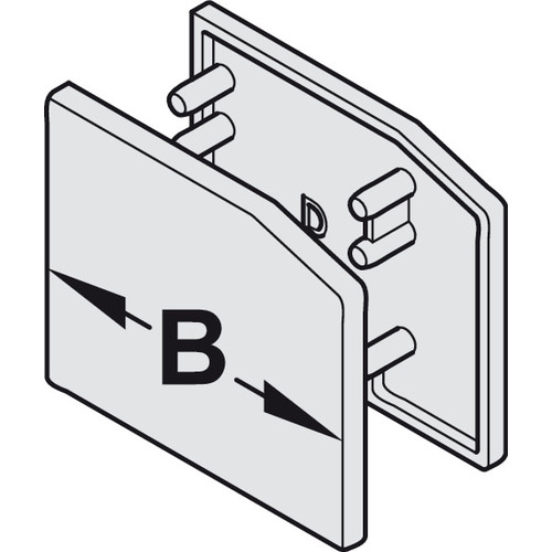 End cap set, for running track for single running track, pre-drilled 31 x 33 mm (W x H)for single running track with mounting rail, 50 mm For Slido D-Line11, width: 50 mm Silver colored