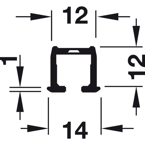 Single Running Track, For screw fixing into groove 25 mm 12 mm x 12 mm For Hawa Clipo, aluminum, bright, length: 2,500 mm blank