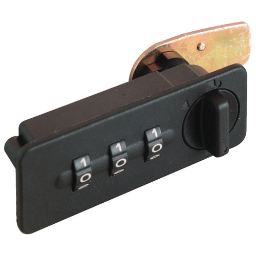 Combination Lock, Combi-Code 1157 Horizontal - left For cabinets and lockers, Horizontal left Black, Cam: Galvanized