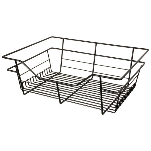 Wire Closet Basket, with Full Extension Slides 16" 6" 17" Black, 16" x 17" x 6", with zinc-plated 16" slides Black (powder-coated)