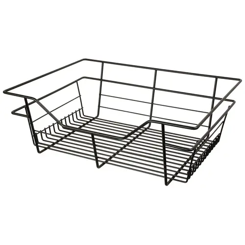 Wire Closet Basket, with Full Extension Slides 16" 17" 17" Black, 16" x 17" x 17", with zinc-plated 16" slides Black (powder-coated)