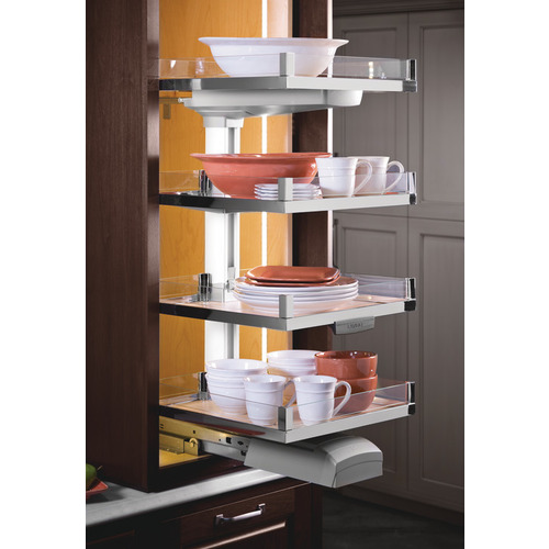 Tray Set (of Four), for LAVIDO Pantry Pull-Out 449 mm 21" 17 11/16" Chrome/White, 449 mm (17 11/16") Shelf: White, Shelf: White Surround: Chrome