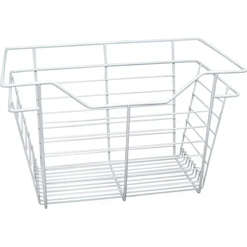 Wire Closet Basket, with Full Extension Slides 12" 11" 17" White, 12" x 17" x 11", with white 12" slides White (powder-coated)