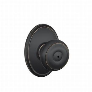 F40-GEO-608 Schlage F Series - Knob Georgian Style with Privacy Lock  Function in Satin Brass