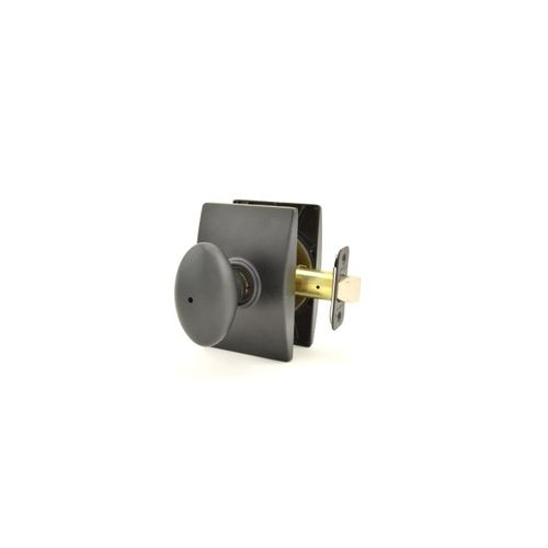 Siena Knob with Century Rose Privacy Lock with 16080 Latch and 10027 Strike Matte Black Finish