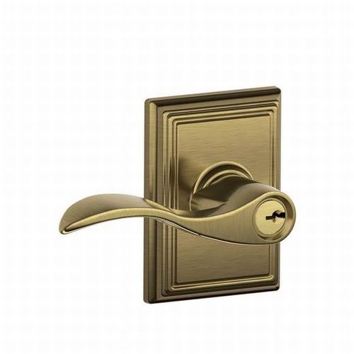 Accent Lever with Addison Rose Keyed Entry Lock C Keyway with 16211 Latch and 10063 Strike Antique Brass Finish