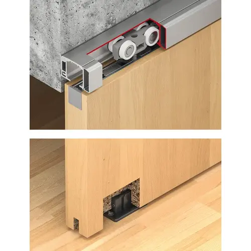 Sliding Door Hardware Set Without Running Track, 50 kg Load Capacity, 744 mm Length, Soft Close on Both Sides