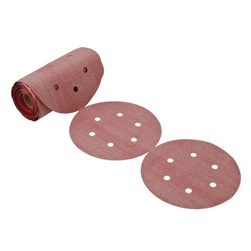 Abrasive Disc, 6" Aluminum Oxide, Hook-N-Loop, 6 Holes P120 Premier Red, 120 grit