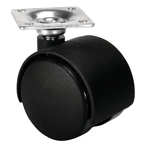 Twin Wheel Caster, Plate Mount, Load-Bearing Capacity 77 lbs., diameter 40 mm Without brake Without brake Black, Matt