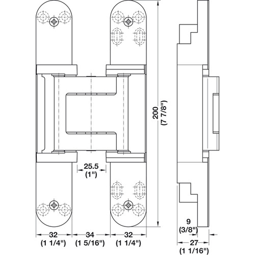 Concealed Hinge, TECTUS TE 540 3D A8 070 3D adjustable, size 200 mm, Traffic white (RAL9016) Traffic white, RAL 9016, powder coated