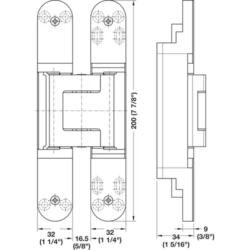 Concealed Hinge, TECTUS TE 540 3D 070 3D adjustable, size 200 mm, Traffic white (RAL9016) Traffic white, RAL 9016, powder coated