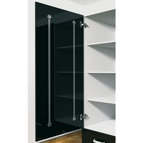 Straightening fitting, Hafele Planomix, set, for wooden doors  2,186 mm 2,600 mm For hinged and sliding doors, length cover profile: 2,200 mm, door height: 2,600 mm Cover profile: Anodized, Trim strip: Anodized, cover caps: Aluminium effect lacquered