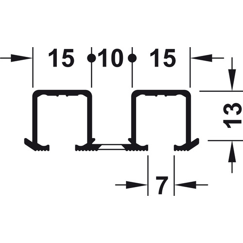 Dual Top Track, Hawa Clipo 16 H Inslide & Mixslide 2,500 mm Dual Top Track for Hawa Clipo, Aluminum, 8' 2 7/16" blank