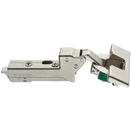 Concealed Hinge, Grass TIOMOS, 110 degree Opening Angle, Inset Mounting For mounting in drilled hole, without tools 42/11 With automatic closing spring, With soft closing mechanism for standard applications, Soft Close, Impresso, model F017139417228 Nickel plated