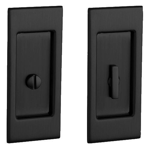 Small Santa Monica Privacy Set 2-1/2" Backset Sliding Door Lock Satin Black Finish