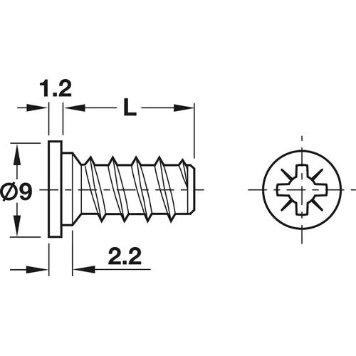 Euro screw, with Special Cylinder Head, #2 Pozi Drive, Bulk Pack 7/16" Length: (7/16") 11 mm, nickel Nickel plated