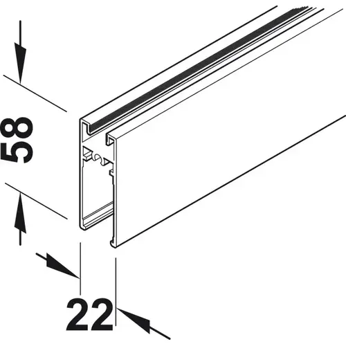 Frame profile, bottom 2' 1 19/32" For Hafele Slido R-Aluflex 80A, 6 m length, black Black