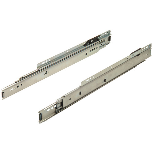 Accuride 7434 Progressive Side Mounted Slide, 1" Overtravel; 100 lbs Weight Capacity 25" 24" 524 mm Shop pack, zinc-plated, 24" installed length, 25" extension length, 20 5/8" rail length Zinc Pair