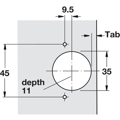 Concealed Hinge, Salice 200 Series, 94 degree , Inset Mounting cup fixing: For screw fixing, Self close, screw mounted, model C2PBP99 Nickel plated