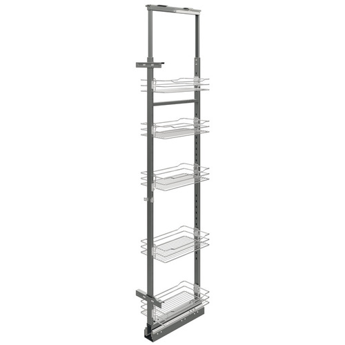 Pull-Out Pantry, Hfele, with baskets for installation behind fronts For cabinet width: 300 mm, with 5 hanging baskets with wire shelf Pull out and baskets: Chrome plated