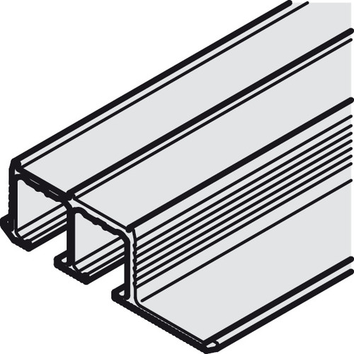 Double Top Track, Top, for screw fixing 3,500 mm for Hawa Clipo IF, aluminum, bright, length: 3,500 mm blank