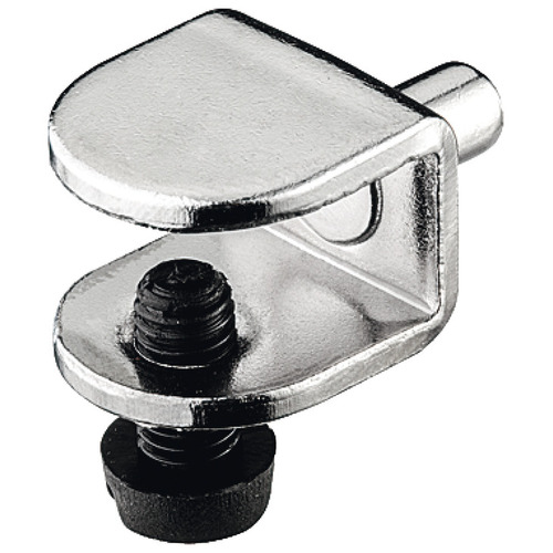 Glass Shelf Support, with Safety Locking Screw, Steel for 9 mm glass thickness, Nickel-plated Nickel plated