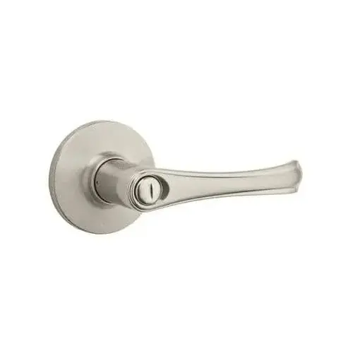 Grapevine Privacy Door Lever Set with Round Rose from the SafeLock Series Satin Nickel