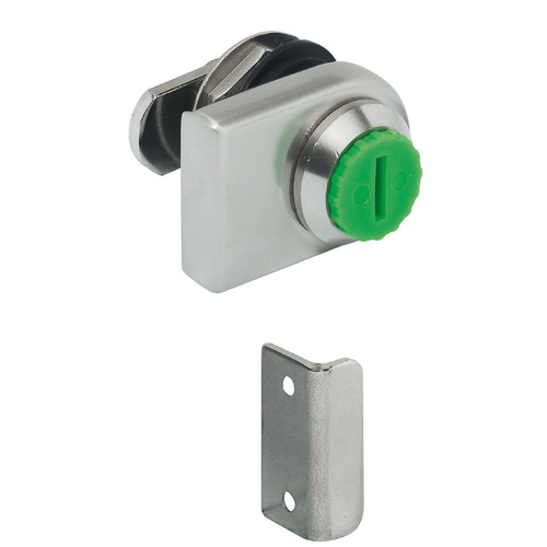 Glass Door Cam Lock, Symo 3000 A (D, F, G) left For combination with Symo cylinder removable core, Left hand, polished nickel Nickel plated, Nickel plated polished