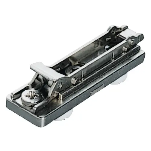 Mounting plate, Hafele Duomatic SM, zinc alloy, with pre-mounted dowels quick fixing system, pre-mounted Euro screws and dowels, for press fitting, depth adjustable via eccentric, distance D: 3 mm, for press fitting, drilling depth: 11.5 mm Nickel plated