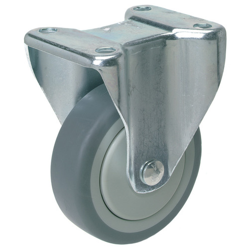 Fixed Caster, Plate Mount 5" 6 3/4" 198 lbs 125 mm Wheel diameter 125 mm Outer wheel: Gray Inner wheel: Light gray, Support Plate: Zinc