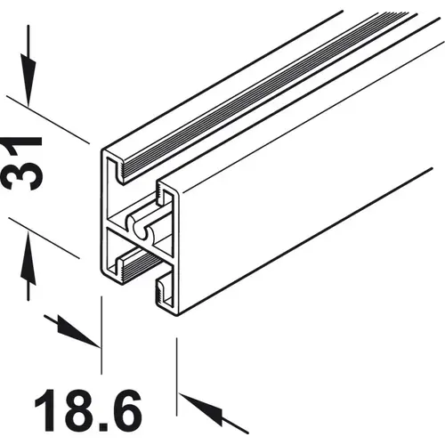 Mullion, for Slido R-Aluflex 80A 19' 8 1/4" For Hafele Slido R-Aluflex 80A, 6 m Length, black Black