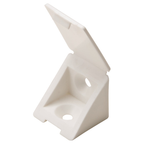 Angle Bracket, with Attached Cover Cap, Plastic White White