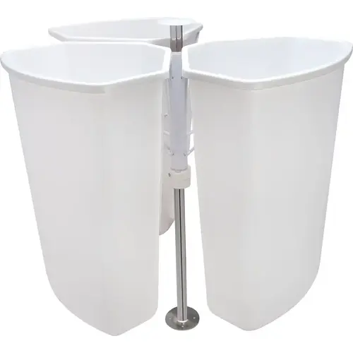 Corner Recycling Bin, KV, Triple Bin Without door mount bracket White