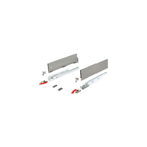 Drawer Set, Hafele Matrix Box Slim A, 128 mm Drawer Height 19 11/16" 500 mm 19 11/16" (19 11/16") 500 mm nominal length; white White, Drawer sides: powder coated; Slides: galvanized